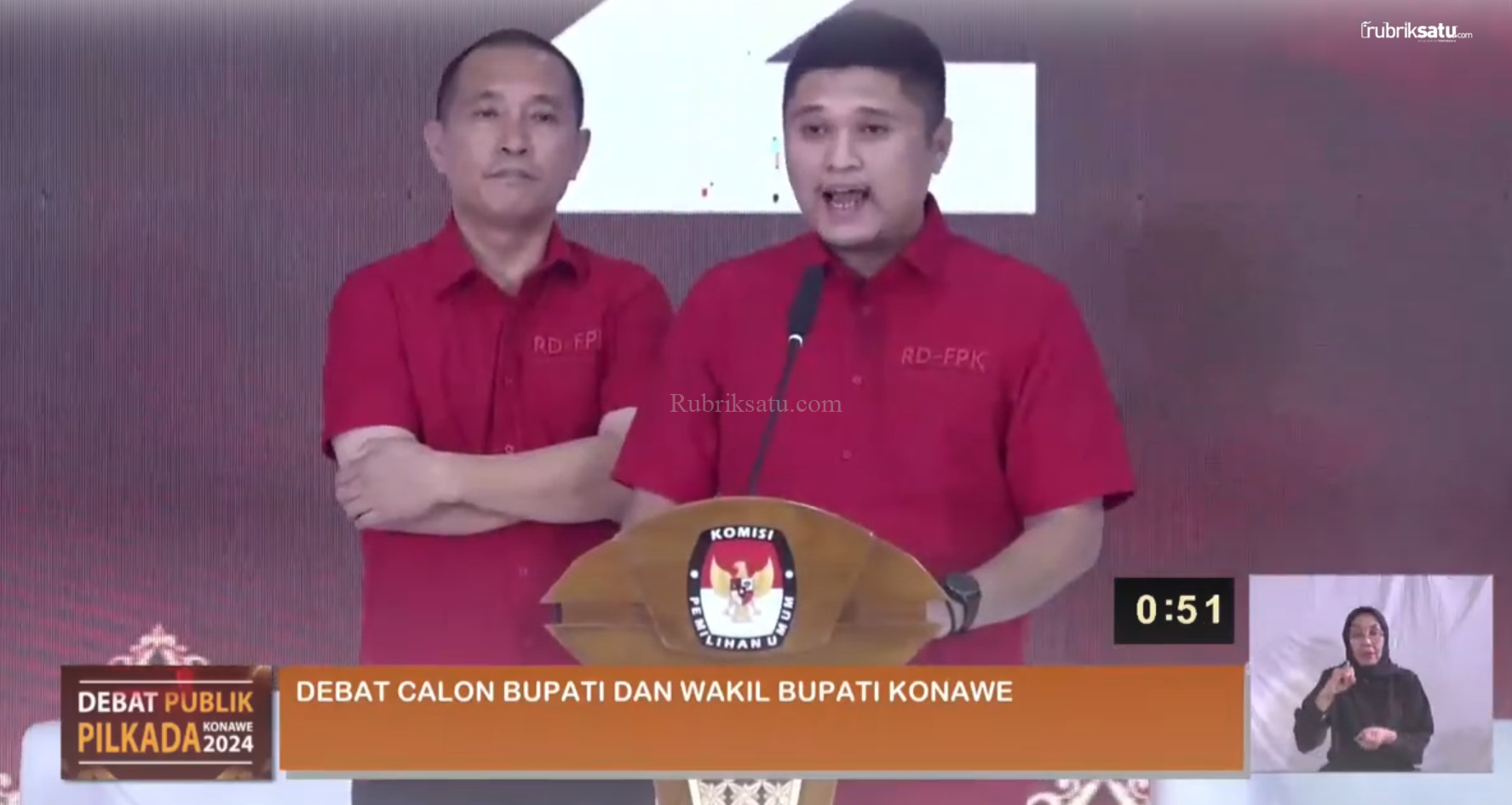 Live__Debat Publik Pertama Calon Bupati & Wakil Bupati Kabupaten Konawe Pemilihan Tahun 2024 - YouTube - Google Chrome 23_10_2024 12_53_37